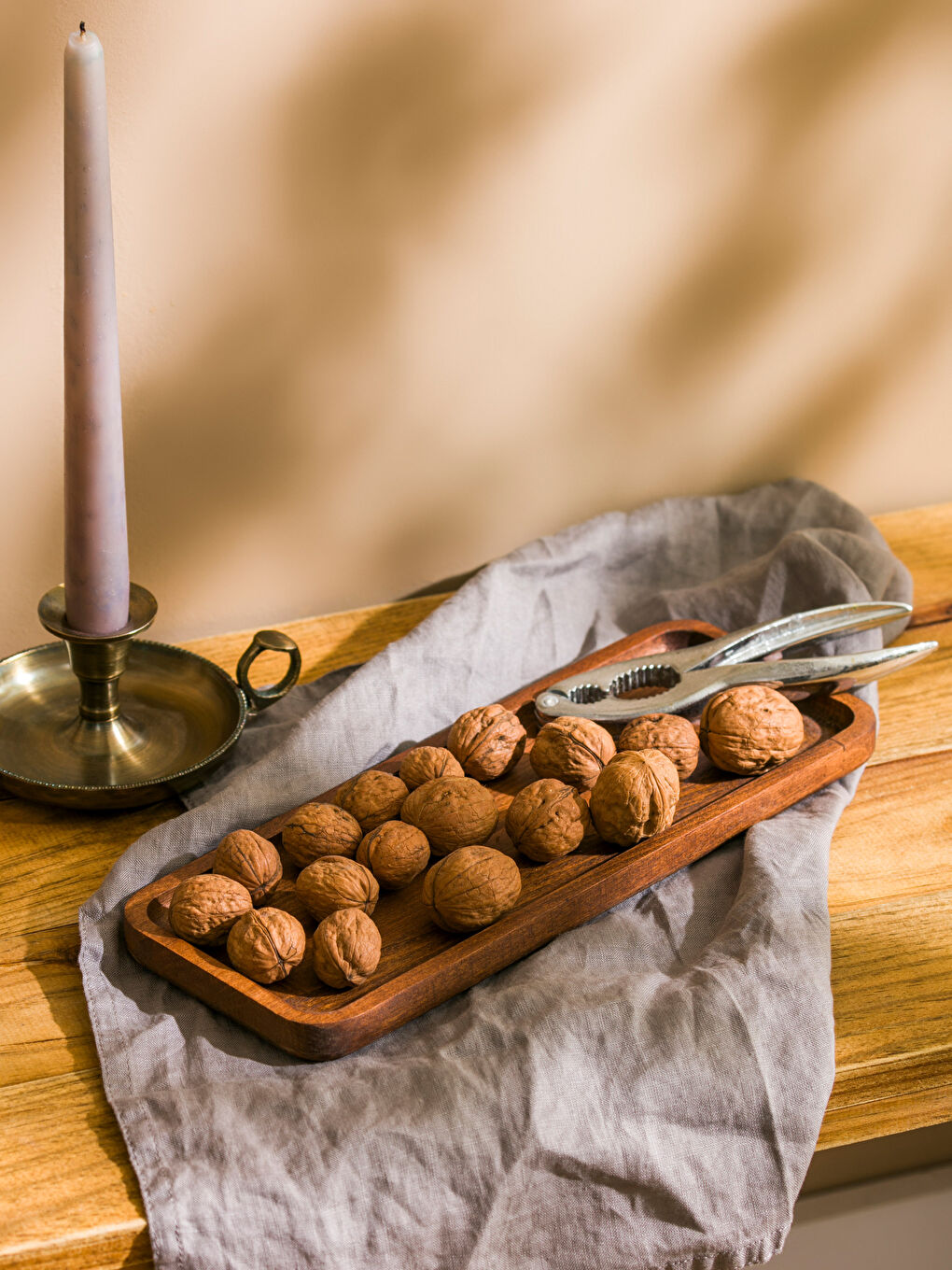 Kahverengi Düz Ahşap Sunumluk 30 cm