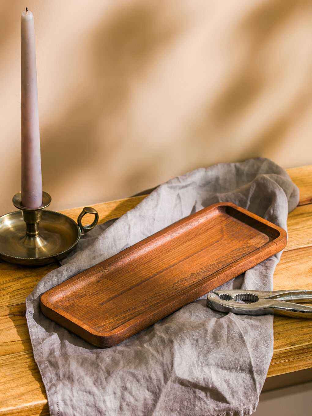 Kahverengi Düz Ahşap Sunumluk 30 cm-1