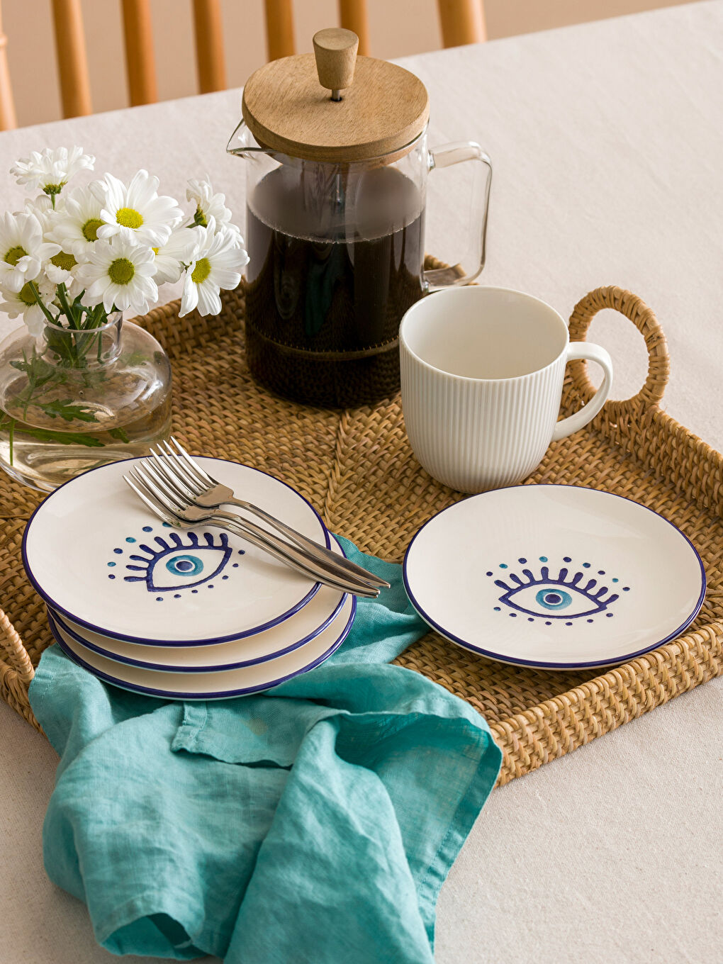 Eye Printed Ceramic Dessert Plate Set of 4 -S4HI81Z8-LQQ