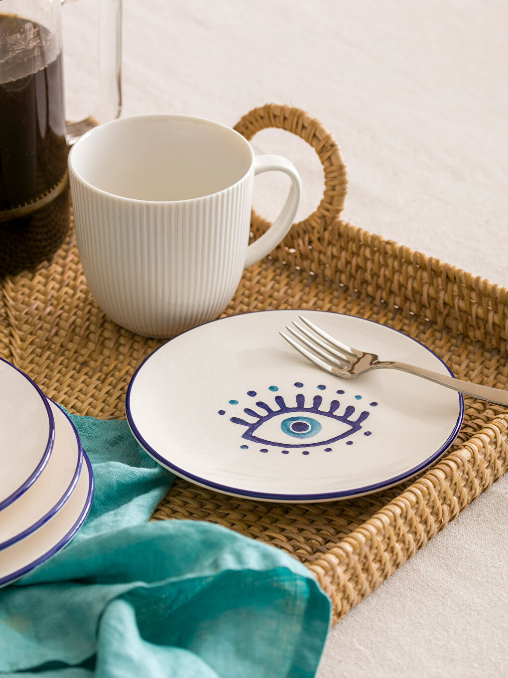 Eye Printed Ceramic Dessert Plate Set of 4 -S4HI81Z8-LQQ