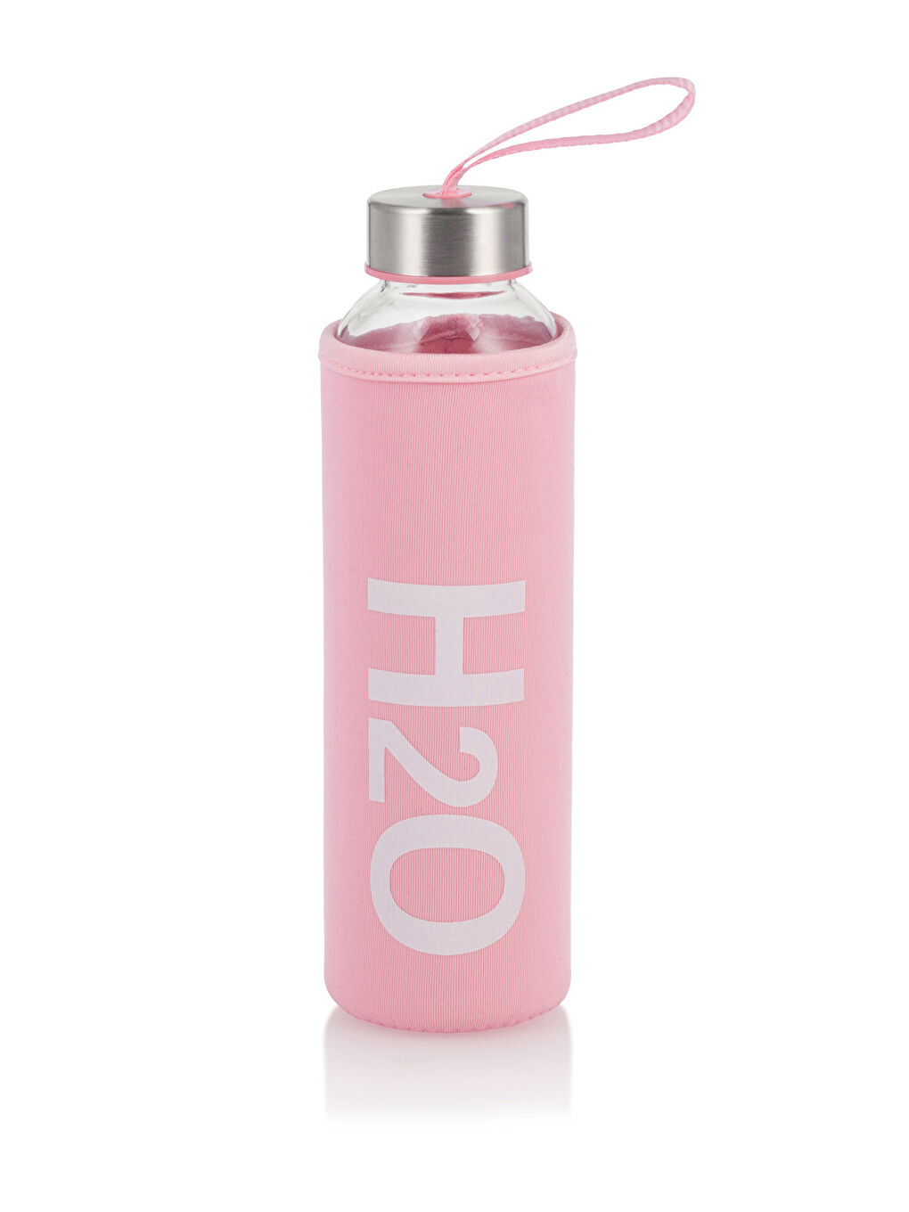 H2O Pudra Pembe Kılıflı Cam Matara 500 Ml - 3