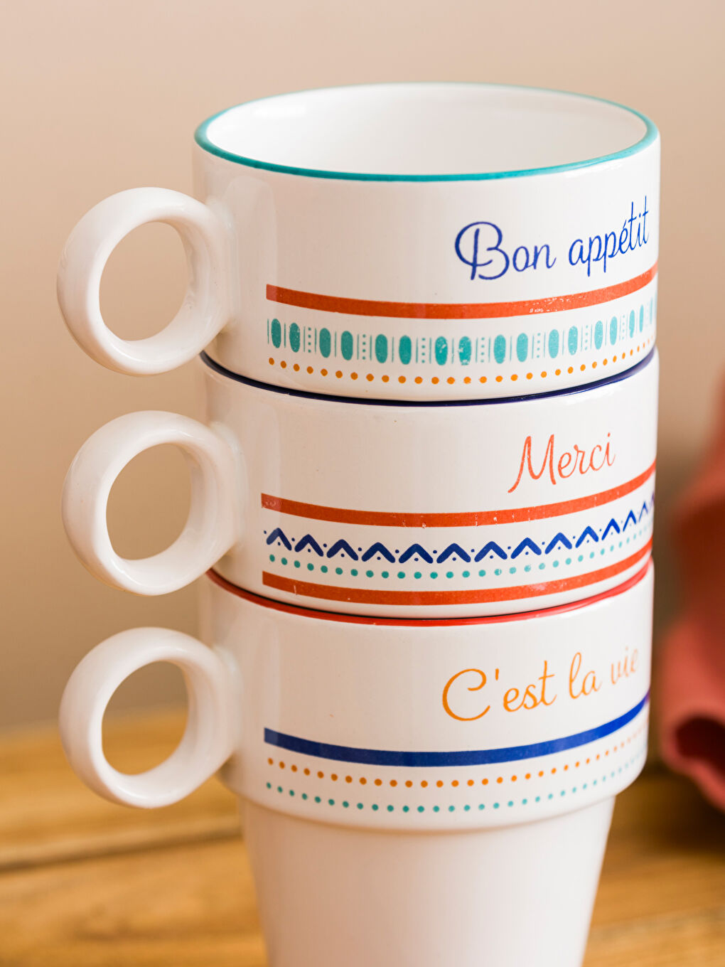 Karışık Yazı Baskılı Seramik Kupa 3'lü 280 ml-2