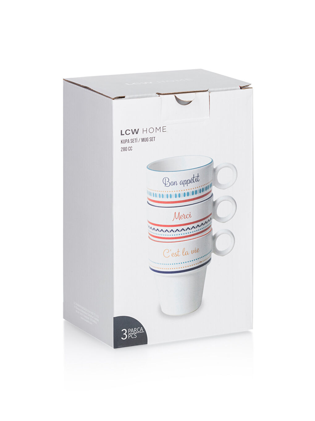 Karışık Yazı Baskılı Seramik Kupa 3'lü 280 ml-3