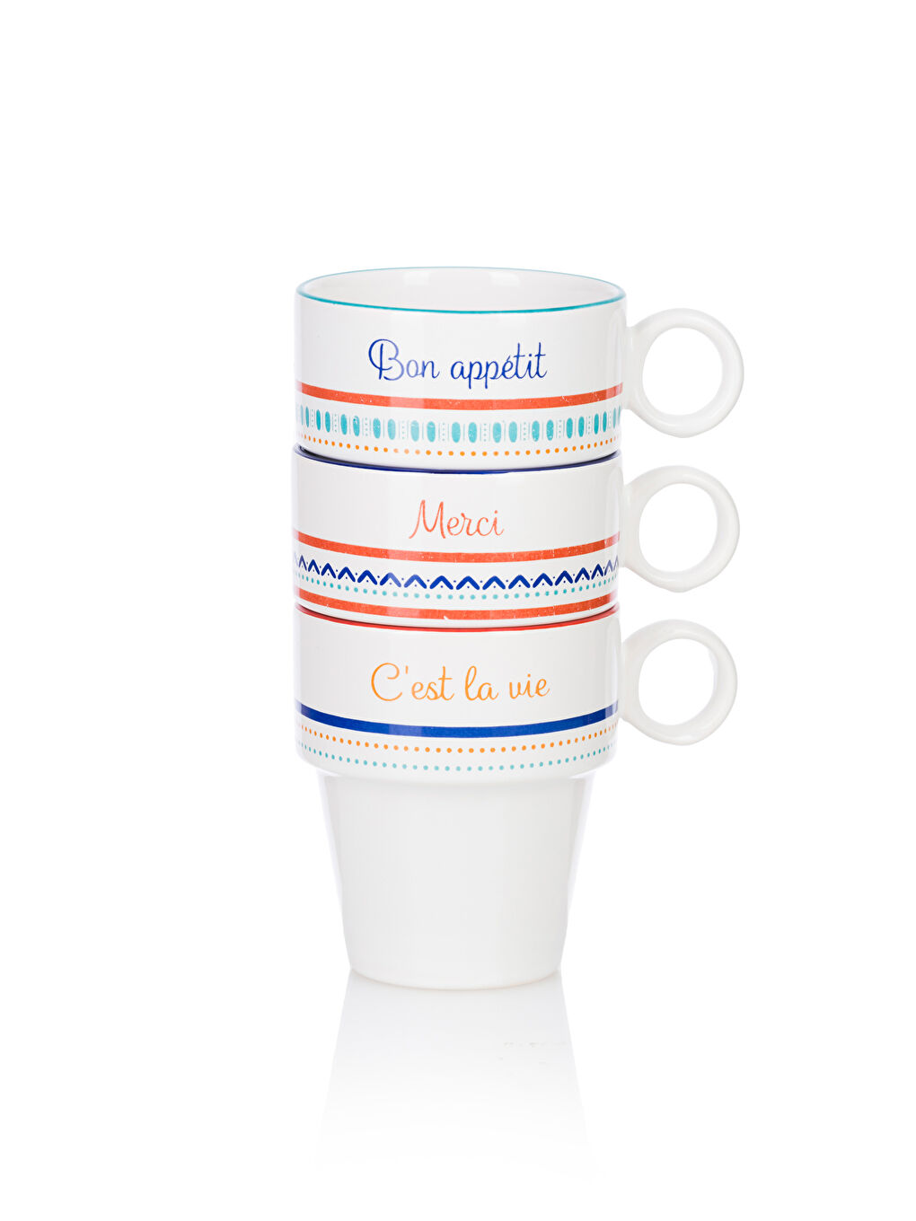 Karışık Yazı Baskılı Seramik Kupa 3'lü 280 ml-4