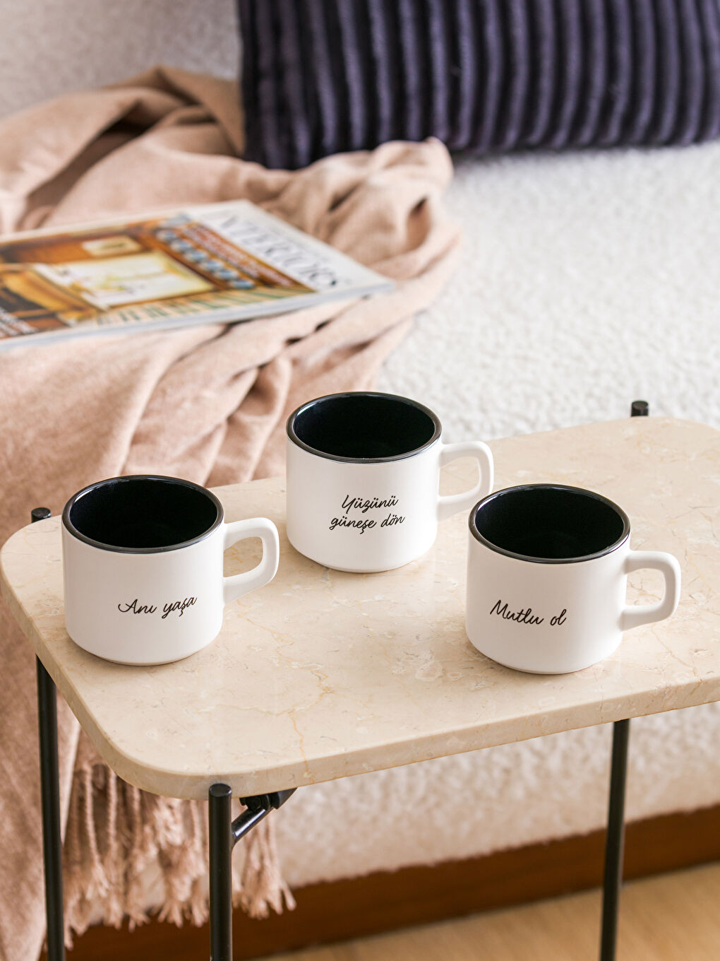 Siyah Seramik Kupa Seti 3'lü 180 ml