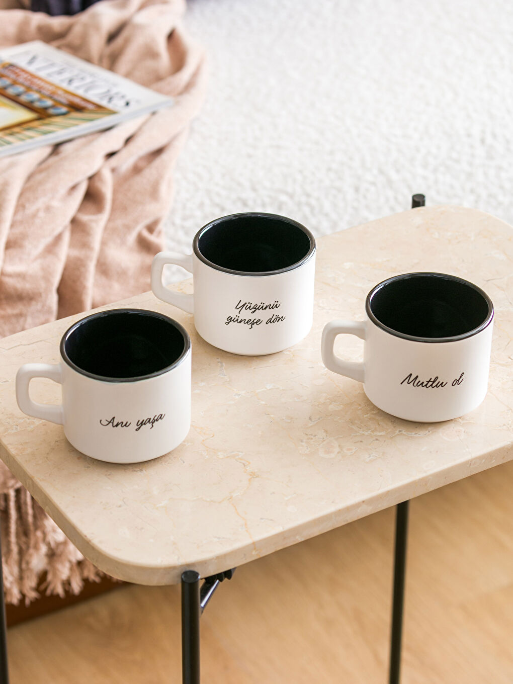 Siyah Seramik Kupa Seti 3'lü 180 ml-1