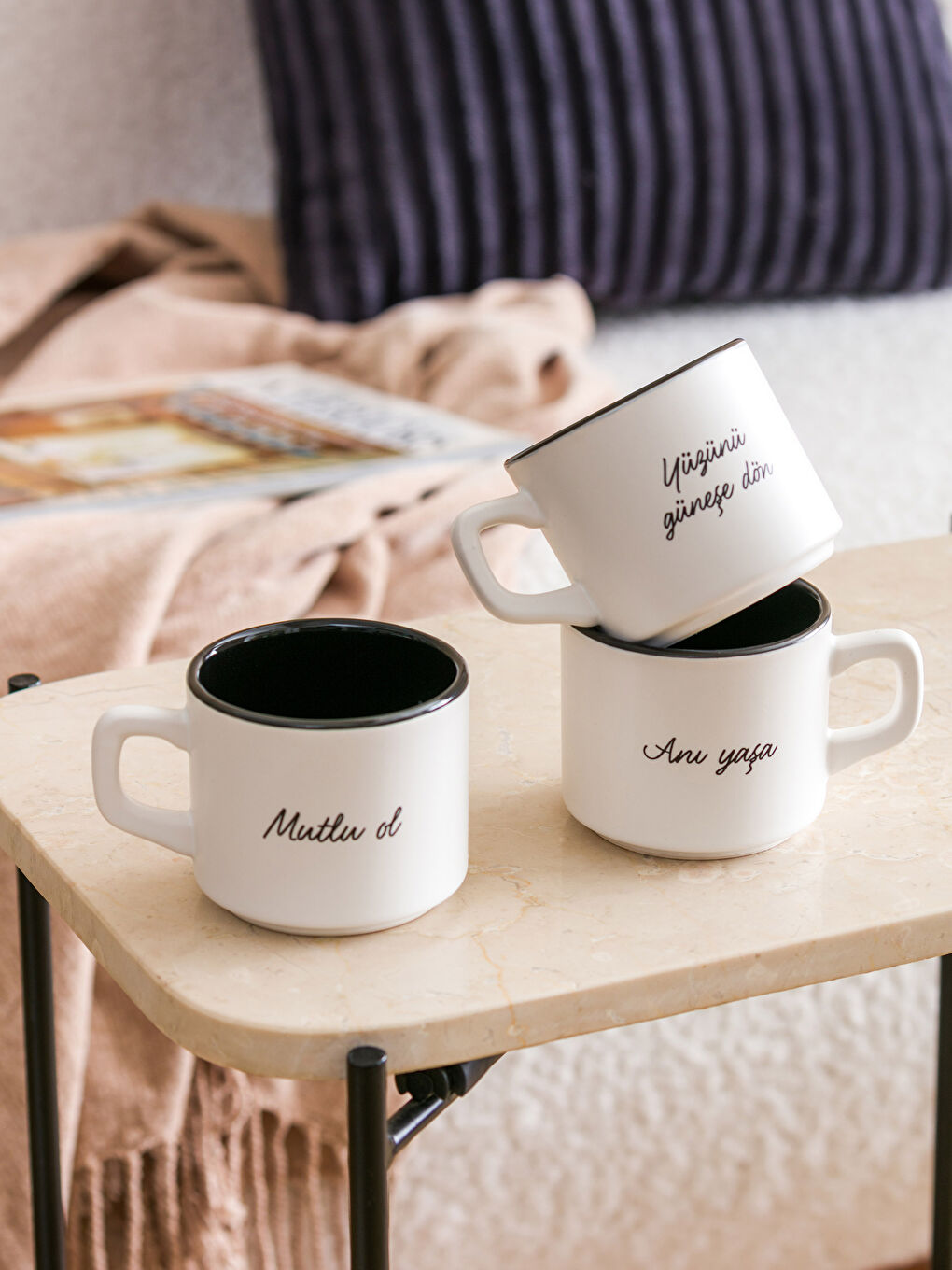 Siyah Seramik Kupa Seti 3'lü 180 ml-2