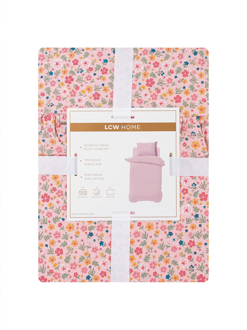 Karışık Çiçek Baskılı Tek Kişilik Çift Taraflı Nevresim Takımı-6