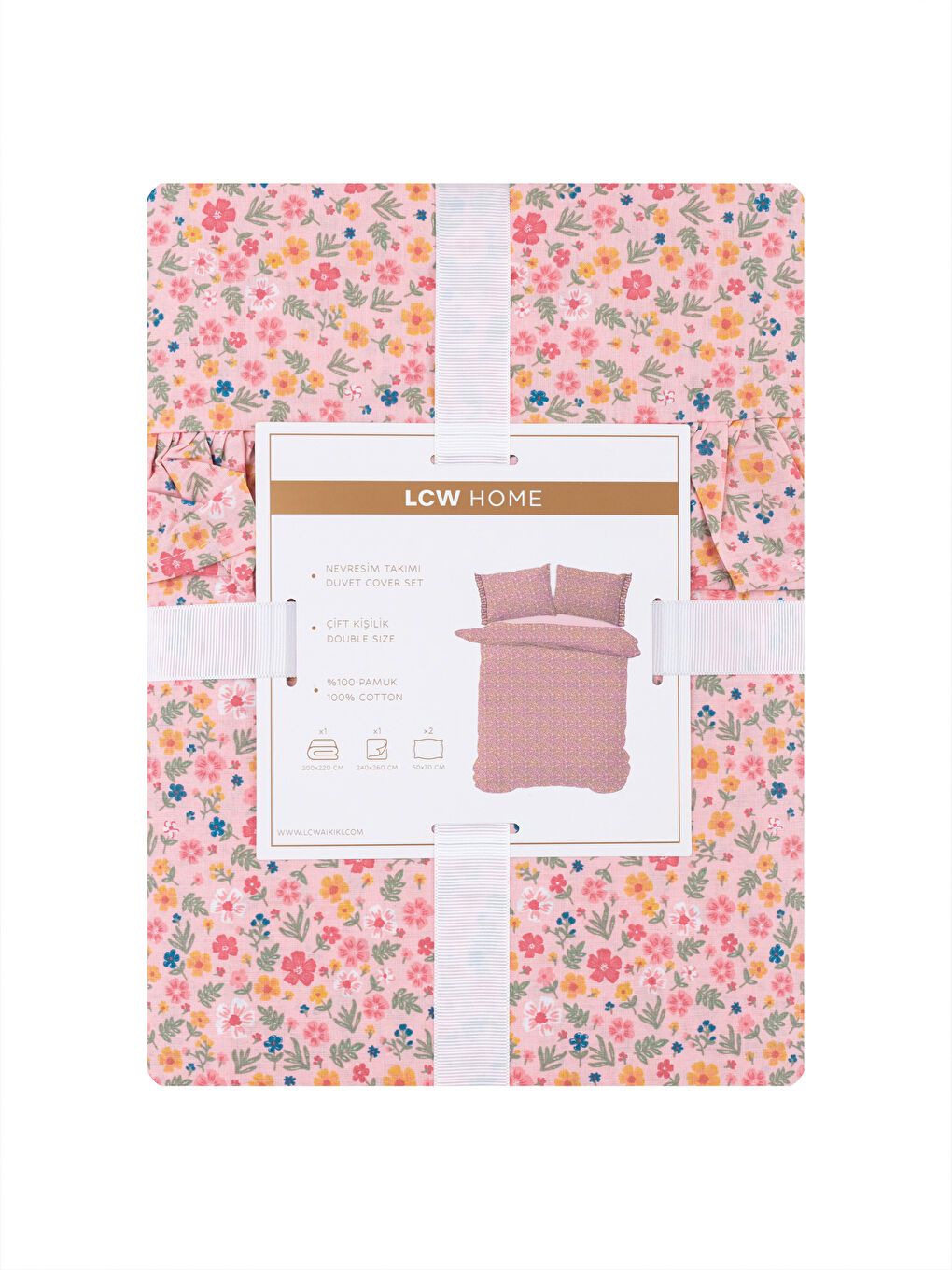 Karışık Çiçek Desenli Çift Kişilik Nevresim Takımı-7