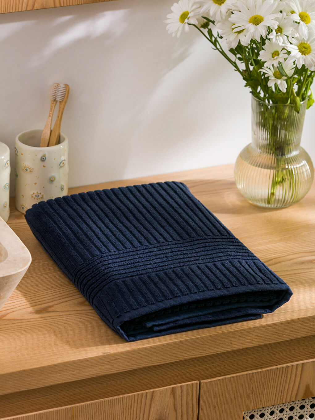 İndigo Desenli Banyo Havlusu 70x140 cm-1