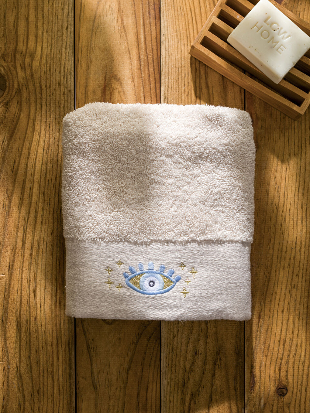 Karışık Pamuklu Göz Nakışlı Yüz Havlusu 50x80 cm-2