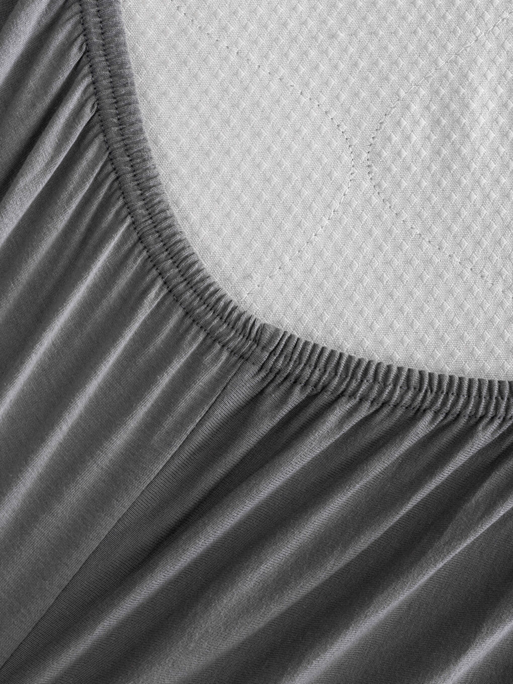 Gri Çift Kişilik Lastikli Battal Boy Çarşaf 180x200x30-3