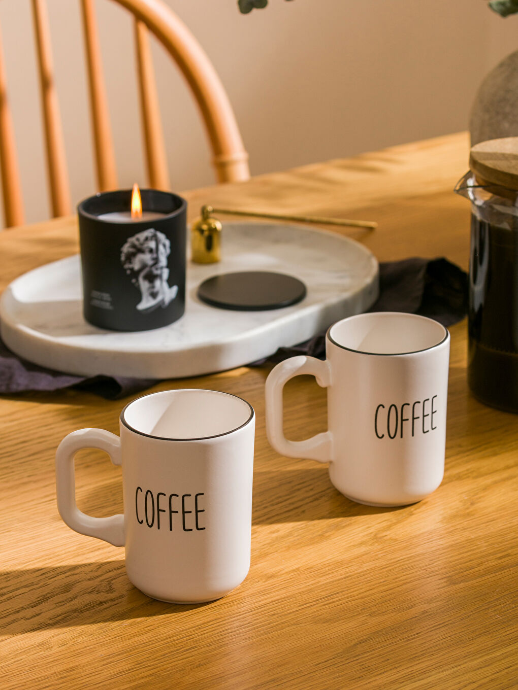 Siyah Baskılı Seramik Kupa 2'li 310 ml