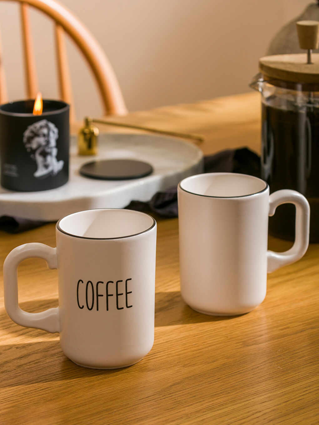 Siyah Baskılı Seramik Kupa 2'li 310 ml-1