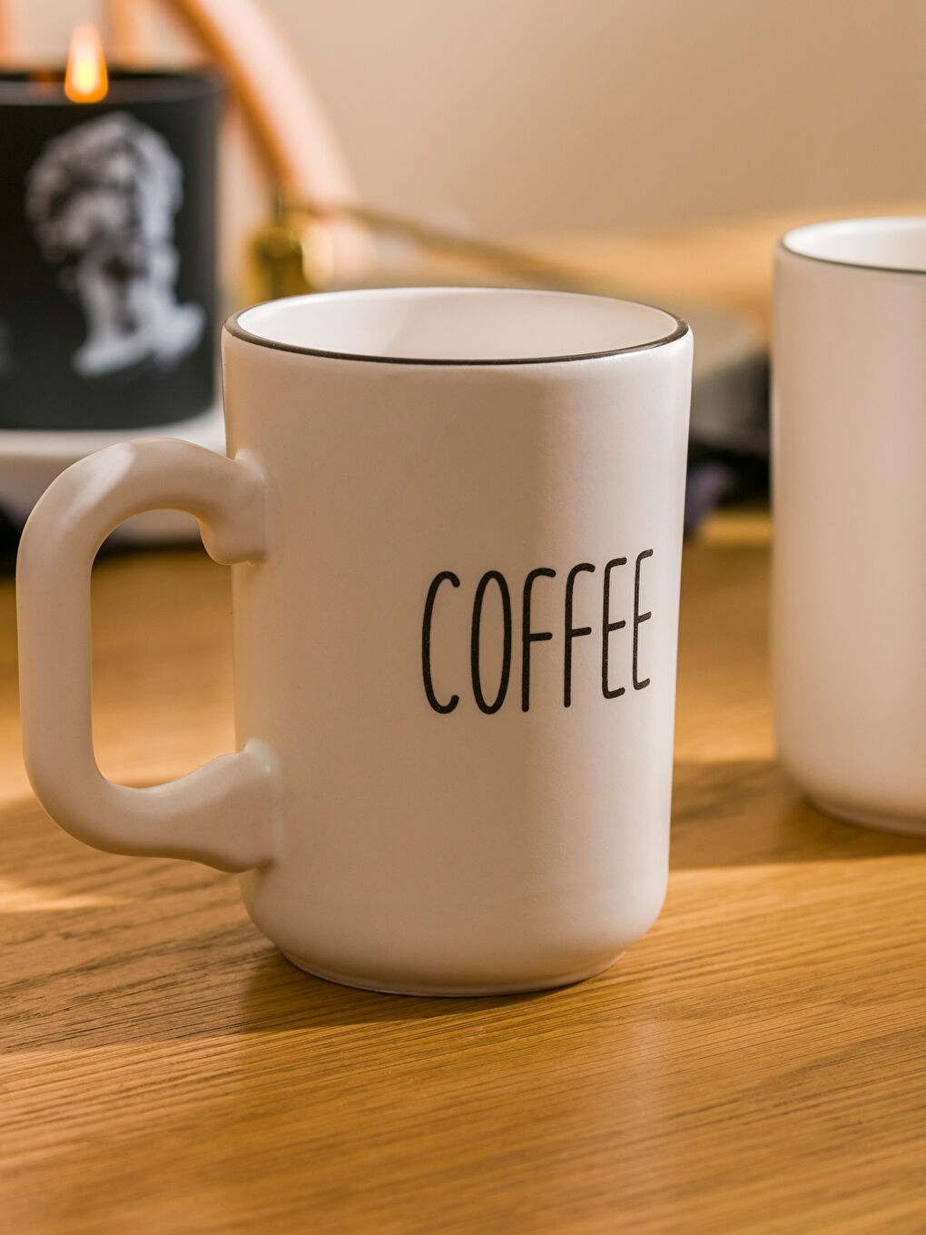 Siyah Baskılı Seramik Kupa 2'li 310 ml-2