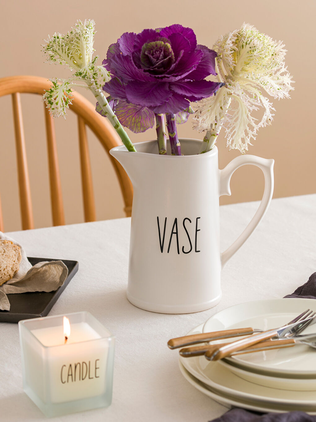 Siyah Baskılı Seramik Vazo