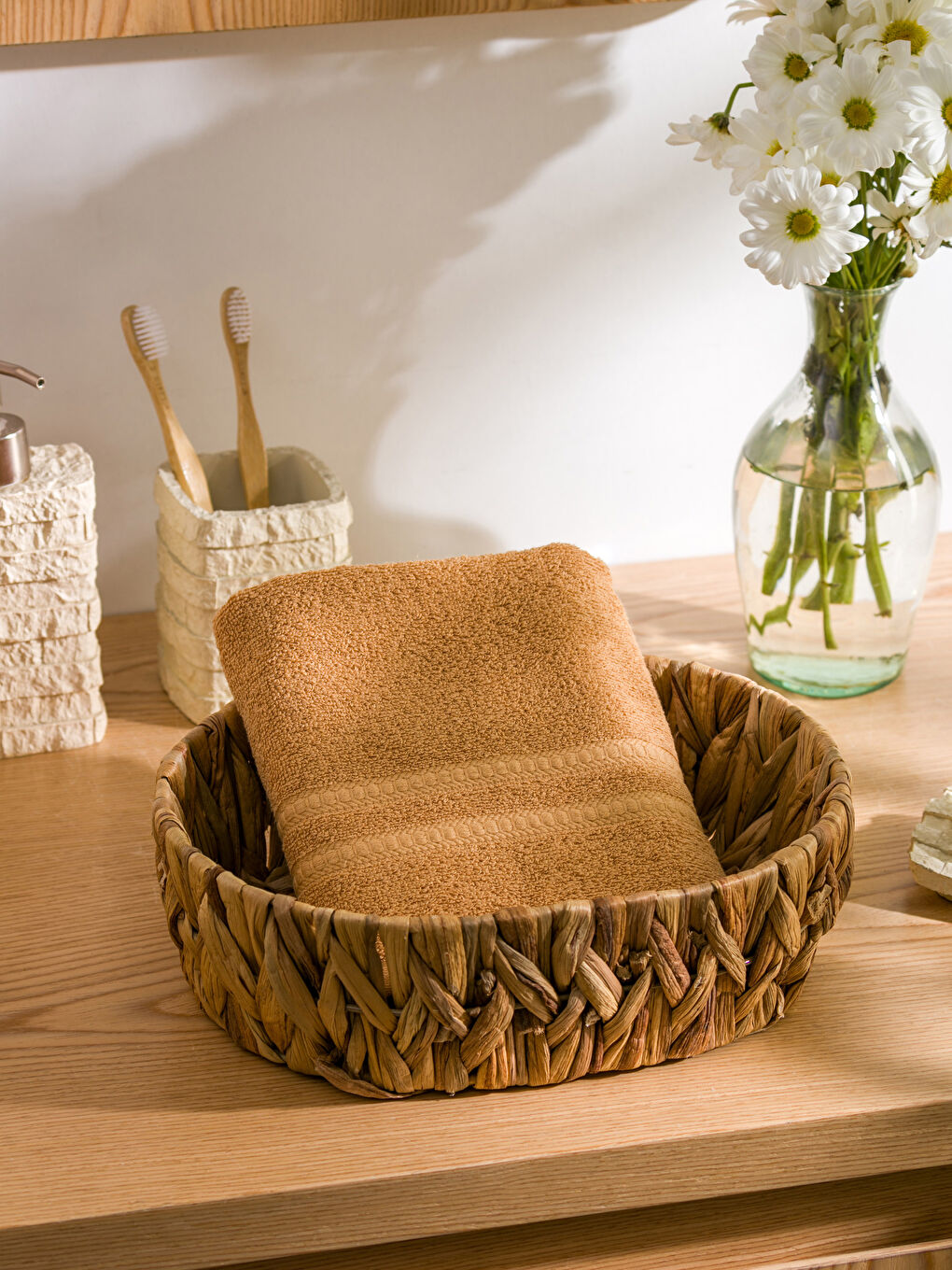 Kahverengi Pamuklu Yüz Havlusu 50x80 cm-1