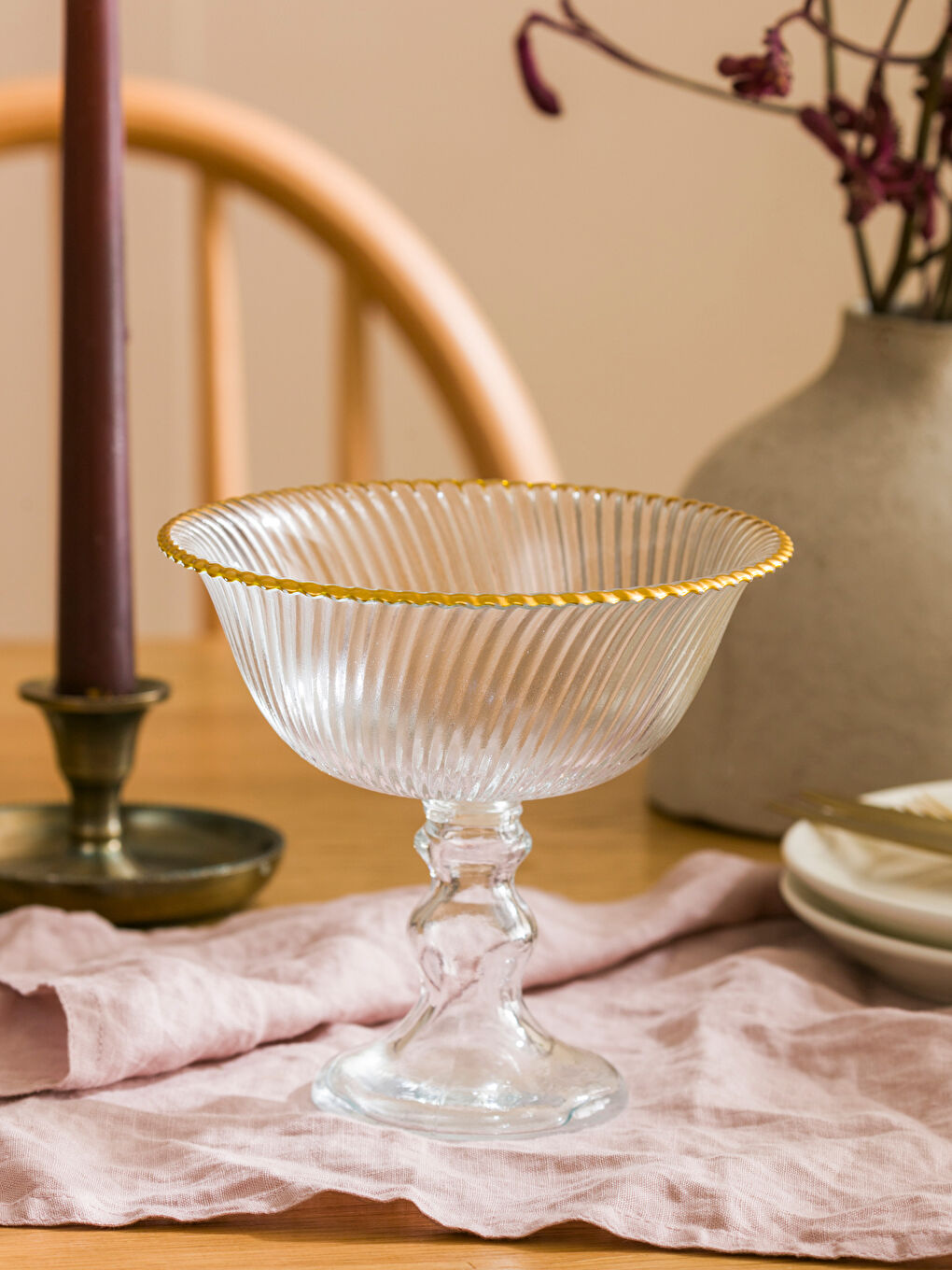 Renksiz Ayaklı Cam Sunumluk 16 cm-1