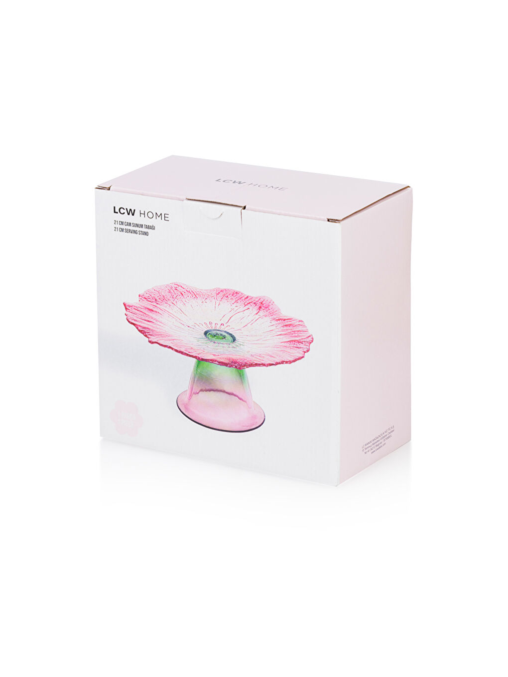 Pembe Ayaklı Cam Sunumluk 21 cm-3