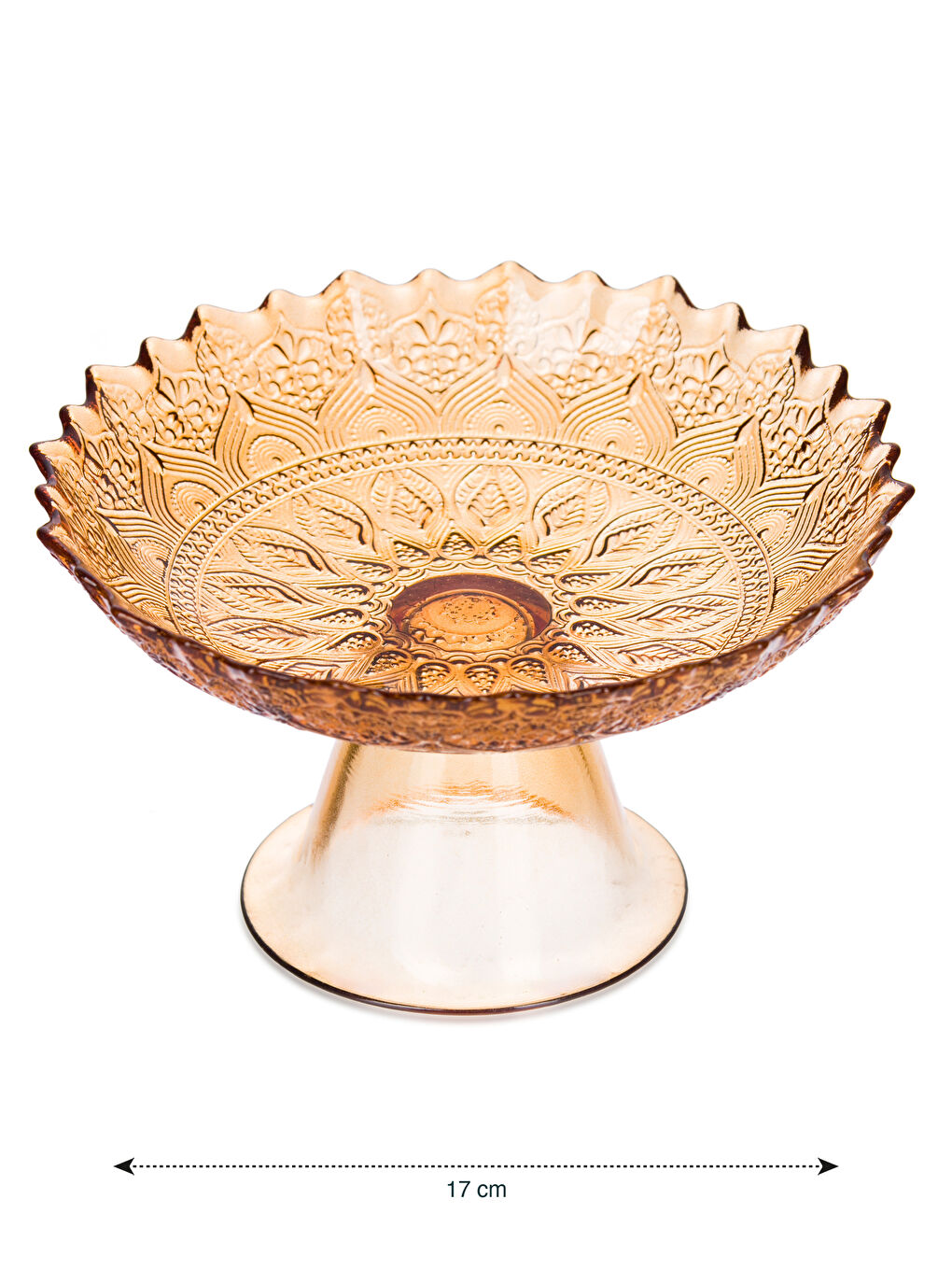 Kahverengi Cam Ayaklı Sunumluk 17 cm-4