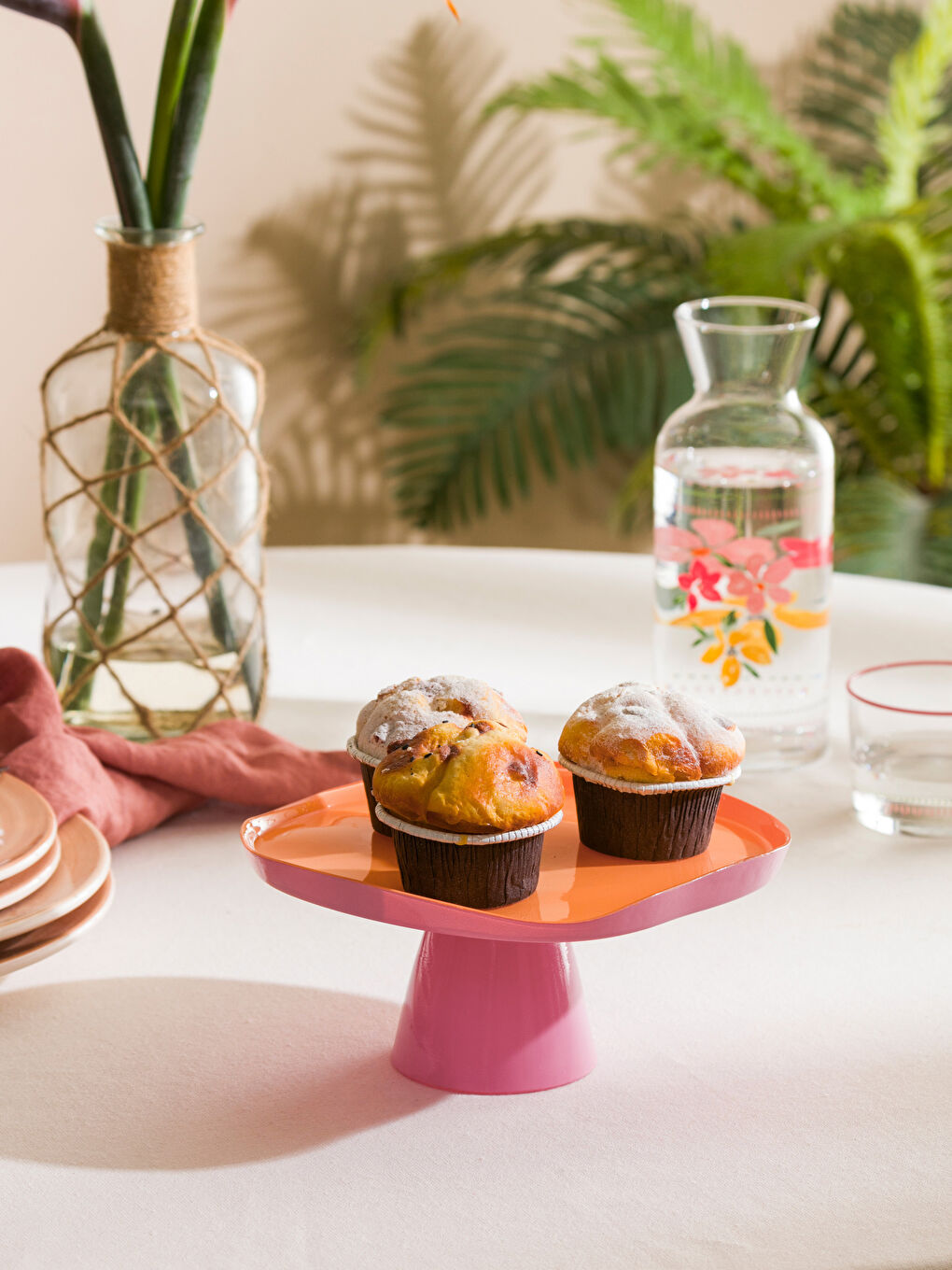 طبق حامل الكيك زجاجي بقاعدة 21 سم