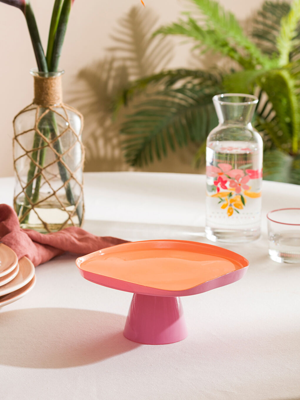 طبق حامل الكيك زجاجي بقاعدة 21 سم-1