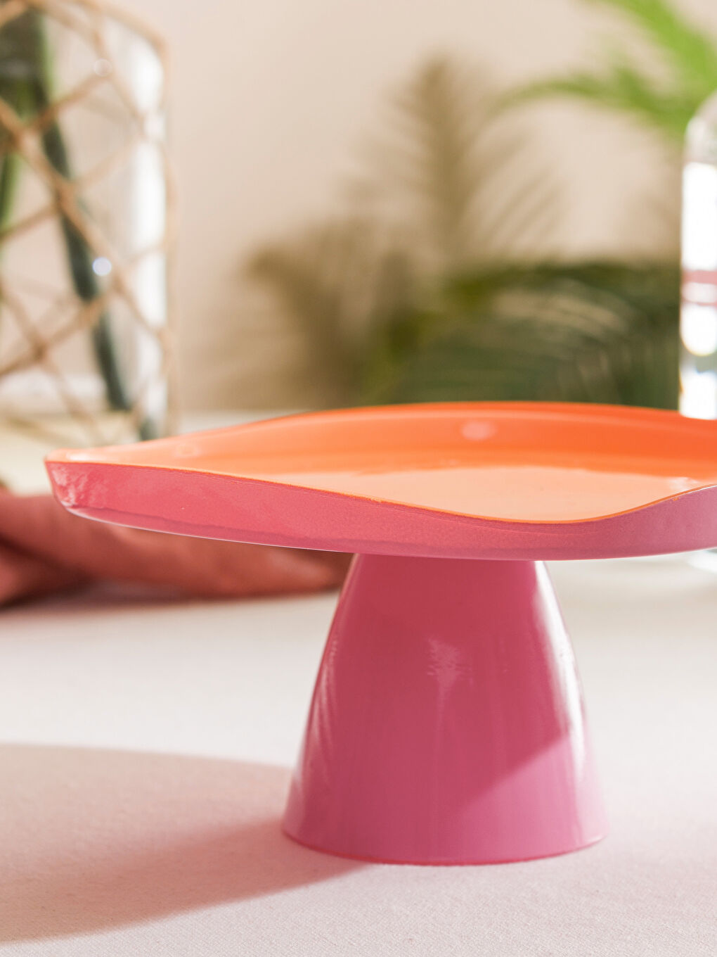 طبق حامل الكيك زجاجي بقاعدة 21 سم-2