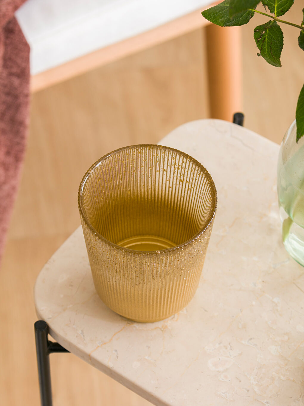 Sarı Dekoratif Cam Mumluk 10 cm-1