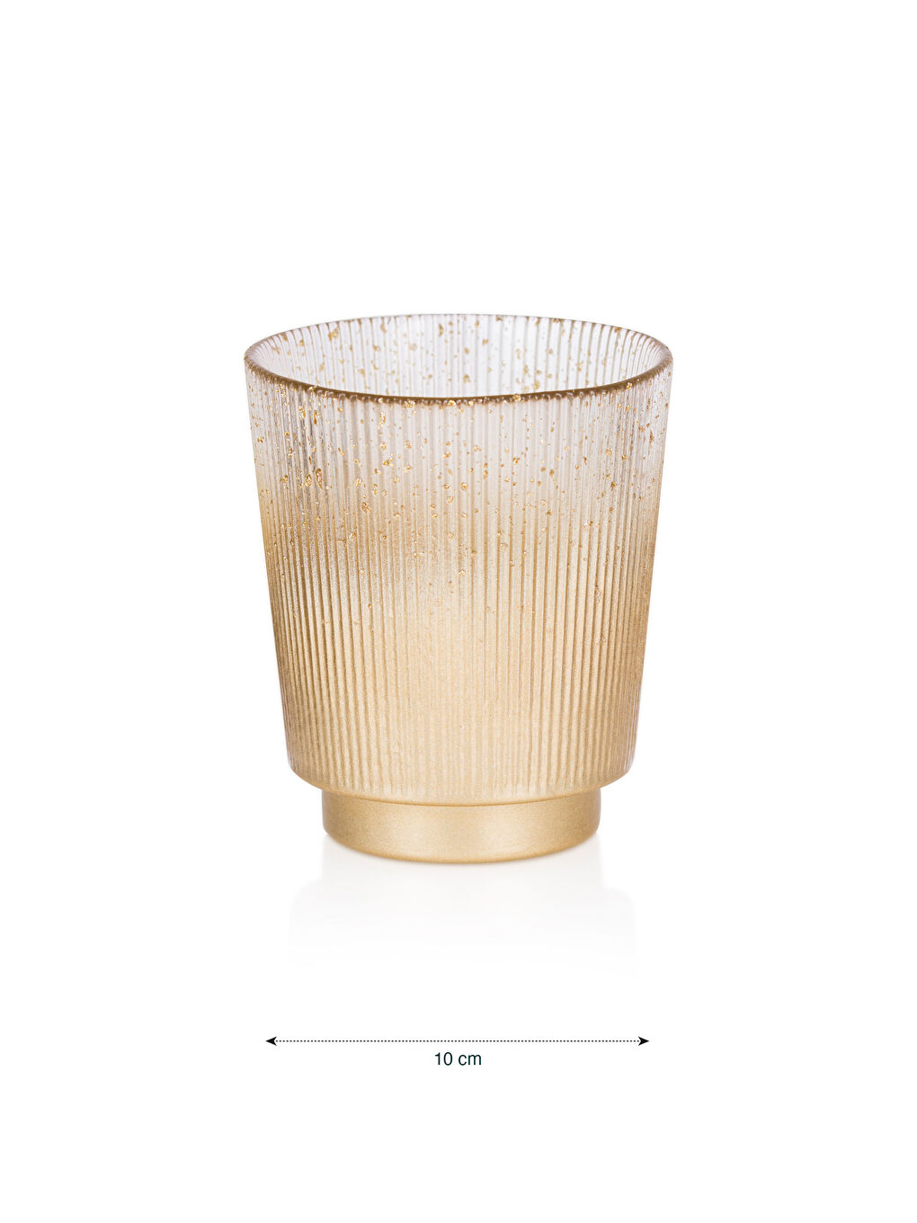 Sarı Dekoratif Cam Mumluk 10 cm-2