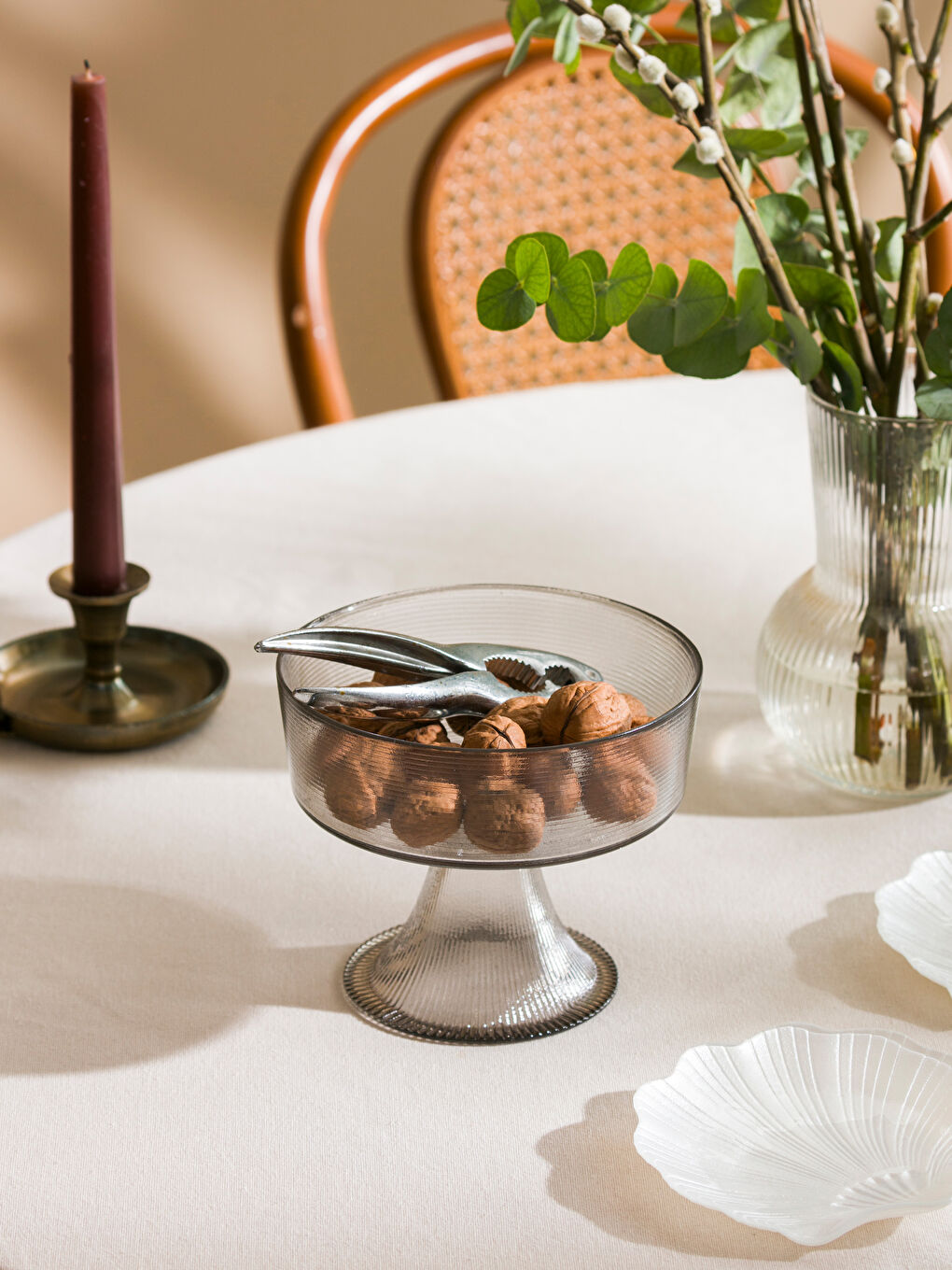 Gri Ayaklı Cam Sunumluk 16 cm