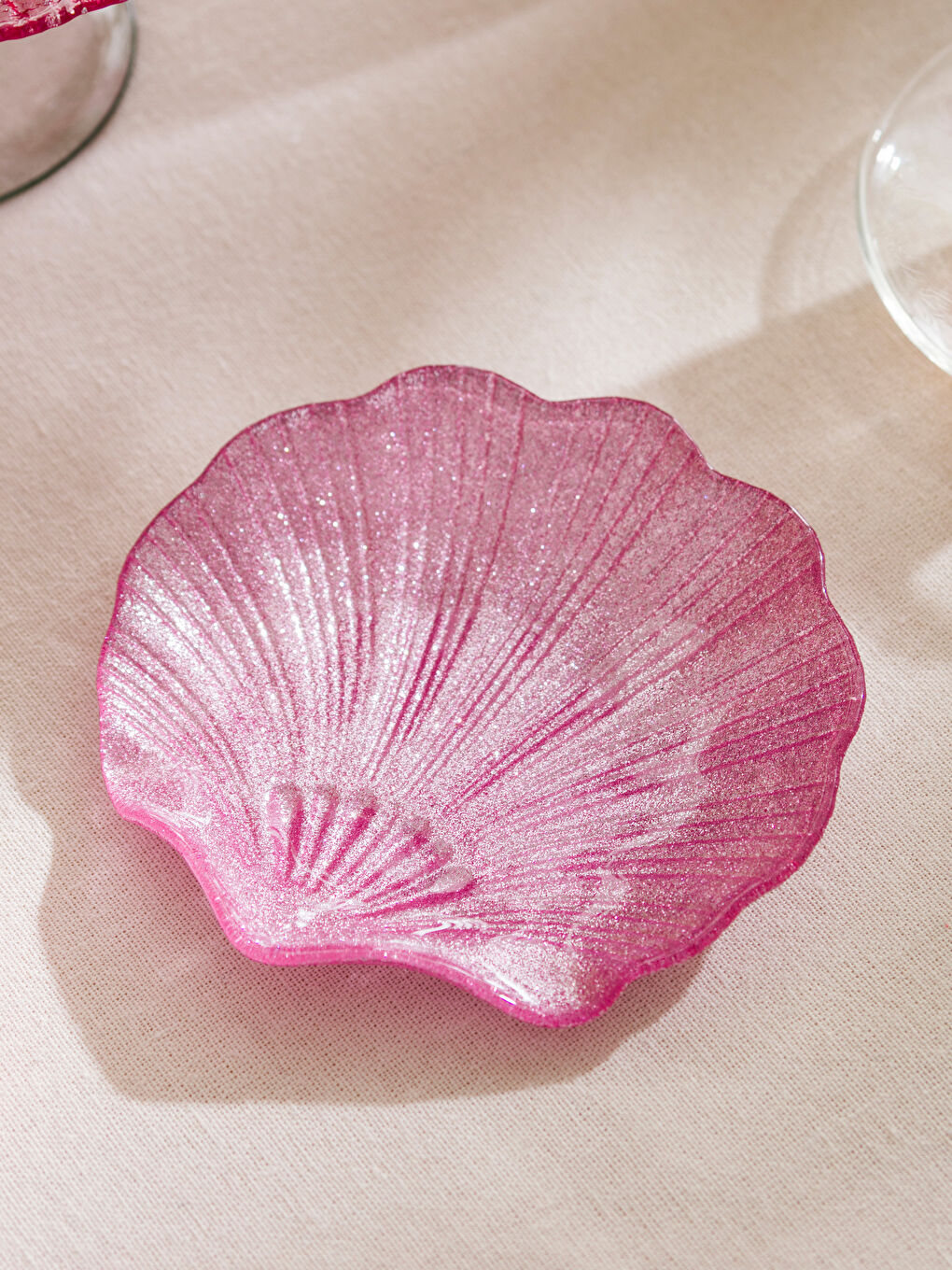 Pembe Deniz Kabuğu Figürlü Çerezlik 2'li 13 cm-1