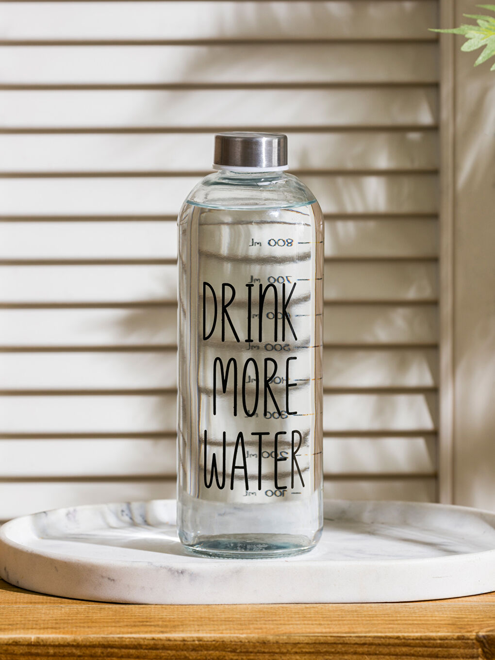 Siyah Baskılı Cam Matara 1 Lt