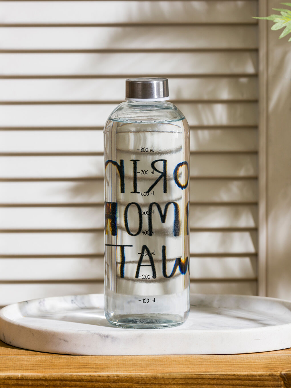 Siyah Baskılı Cam Matara 1 Lt-1