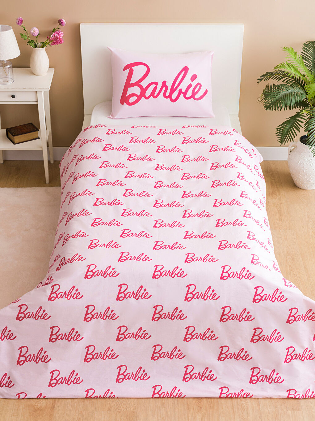 LCW HOME Barbie Bedrucktes Einzelbett-Bettbezug-Set -S4J454Z4-LT4