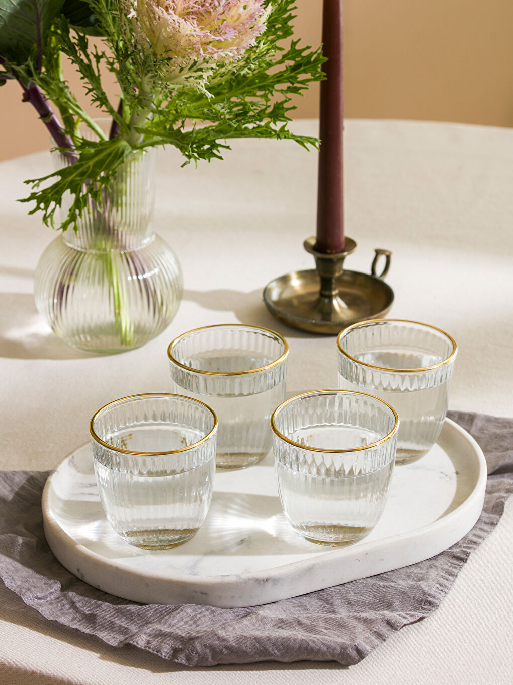 Renksiz Desenli Cam Bardak 4'lü 280 ml