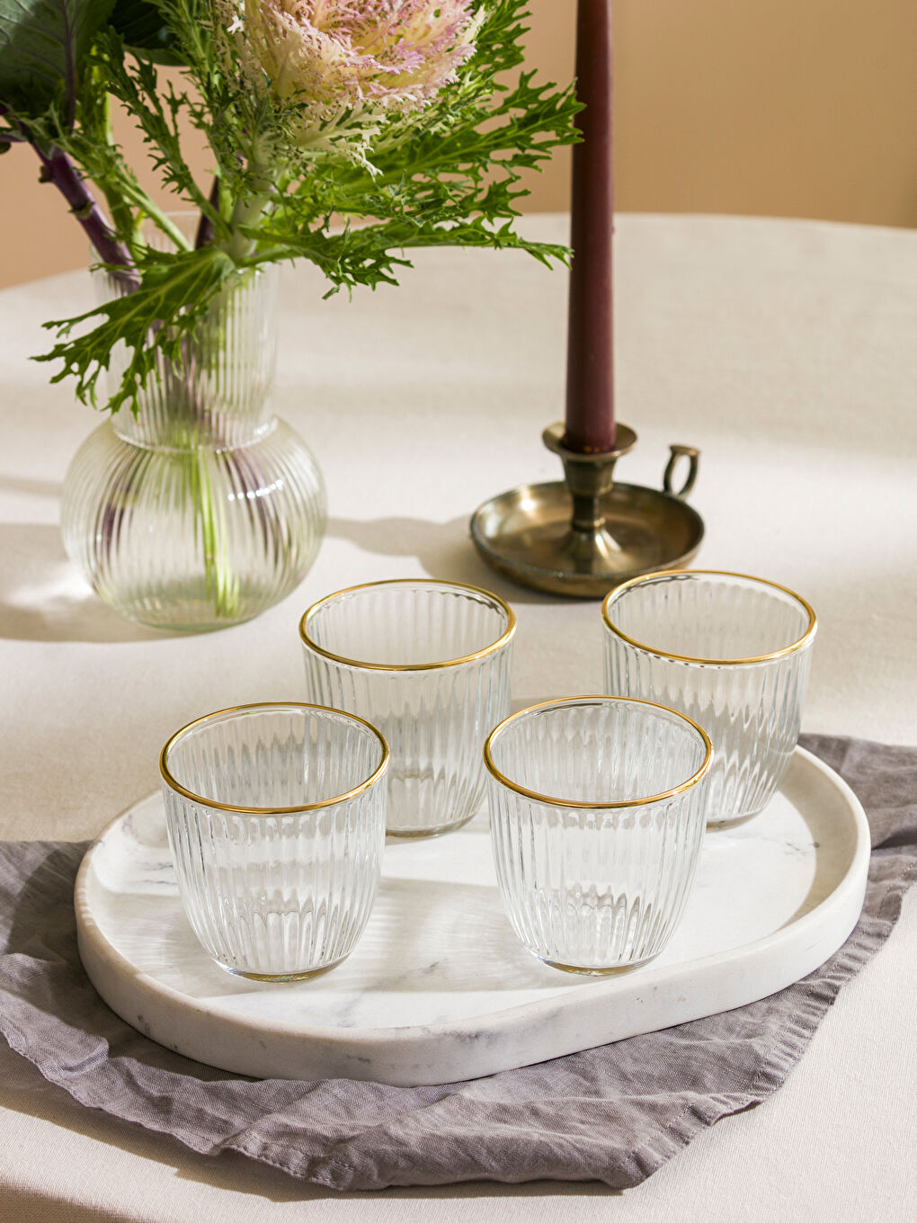 Renksiz Desenli Cam Bardak 4'lü 280 ml-1