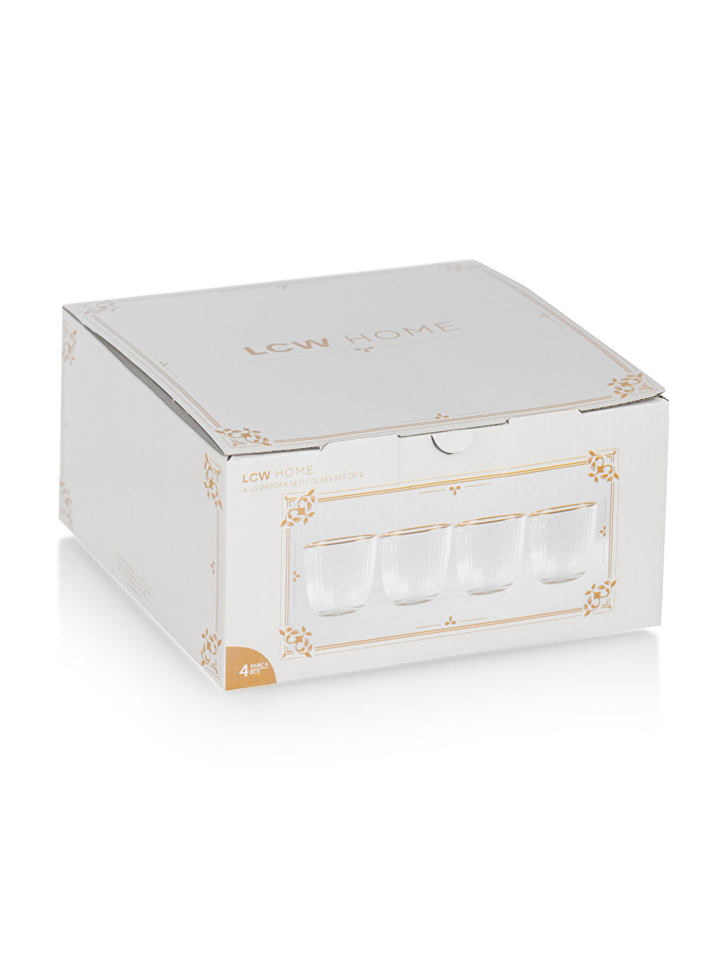 Renksiz Desenli Cam Bardak 4'lü 280 ml-3