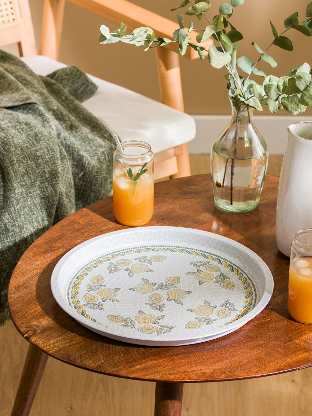 Karışık Baskılı Metal Tepsi 34 cm-1