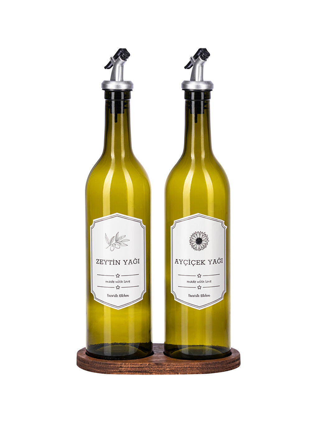 Yeşil Cam Kapaklı Yağdanlık 2'li 750 ml-4