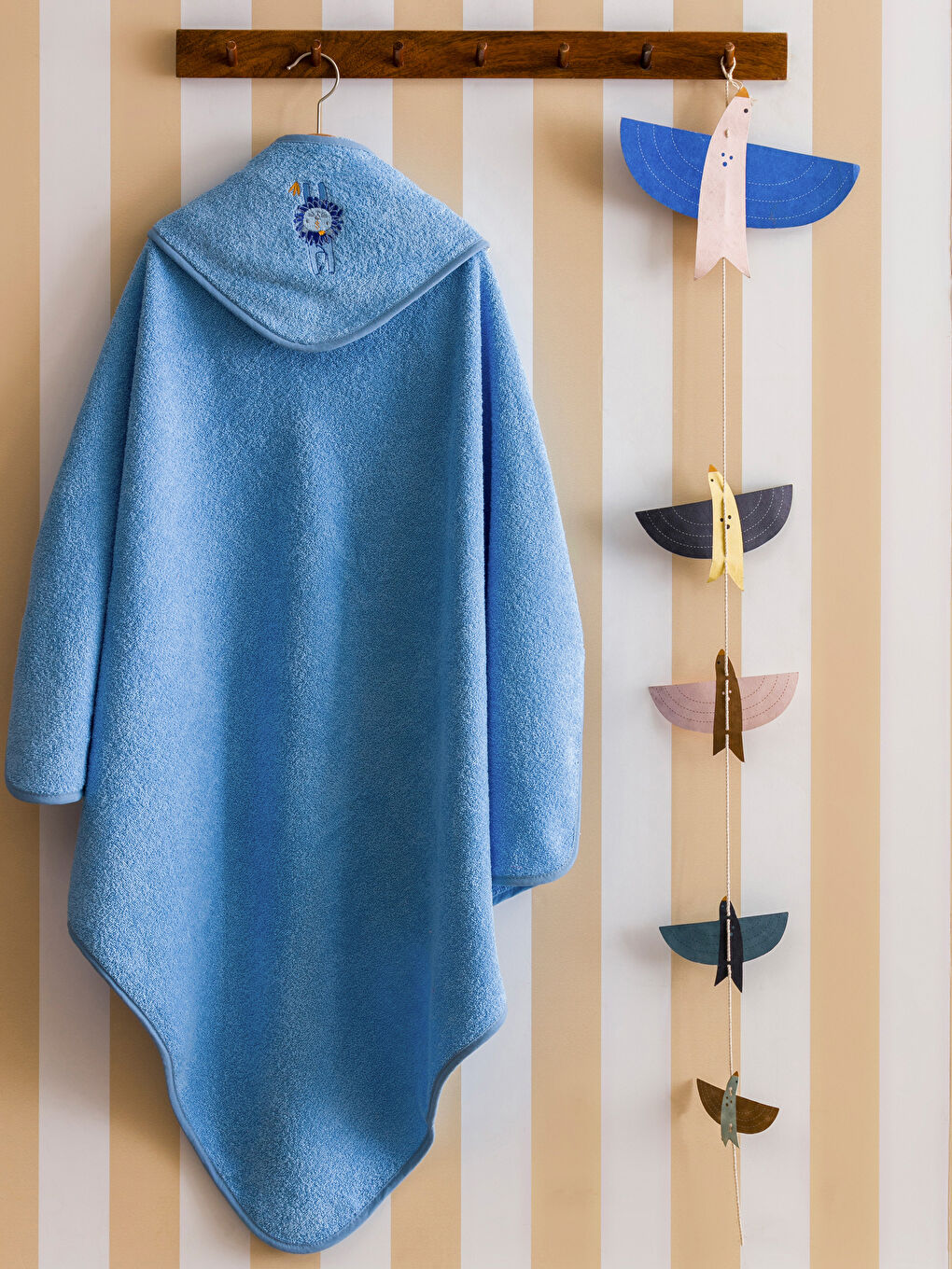 Mavi Kapüşonlu Erkek Bebek Bornoz