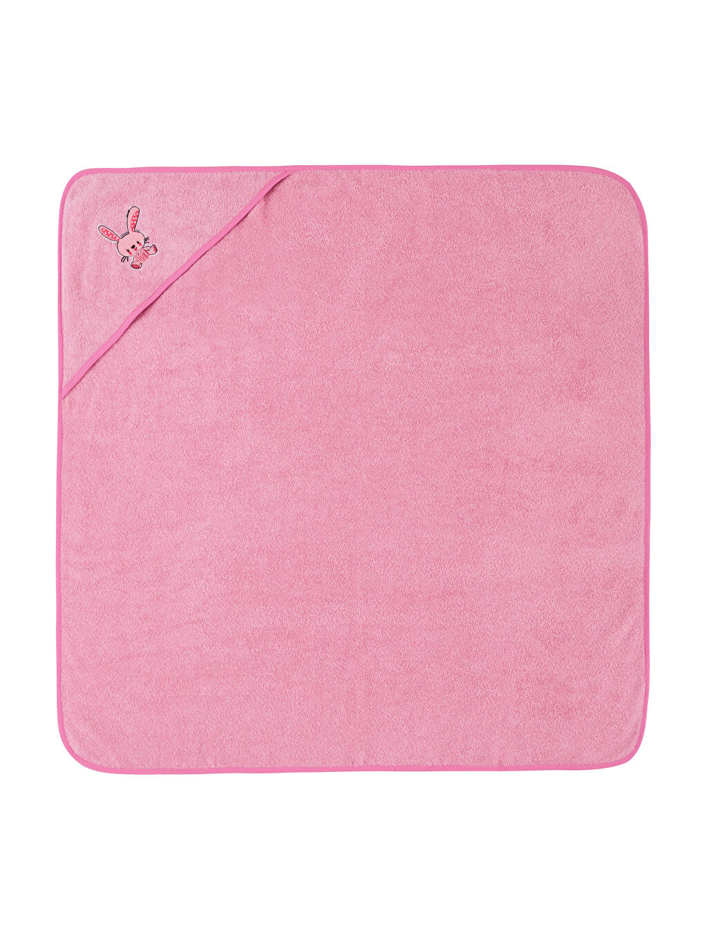 Pembe Kapüşonlu Nakışlı Kız Bebek Bornoz-2