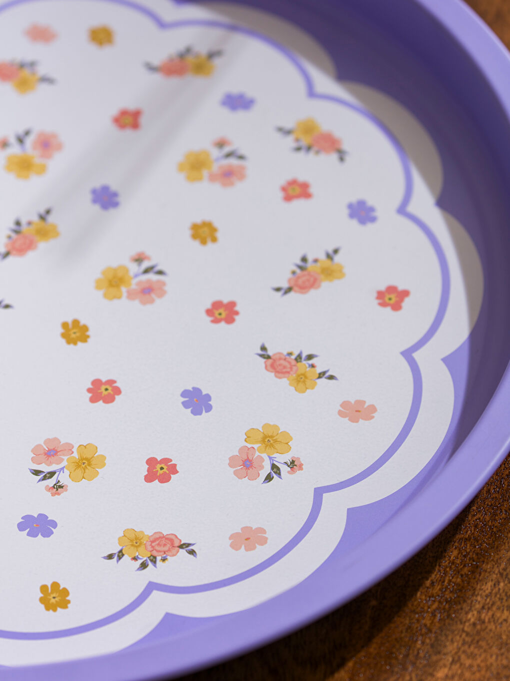 Karışık Çiçek Baskılı Metal Tepsi 34 cm-2