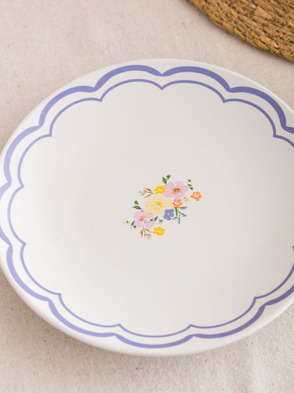 Lot de 4 Assiettes en Céramique Imprimées Fleur 20 cm-2