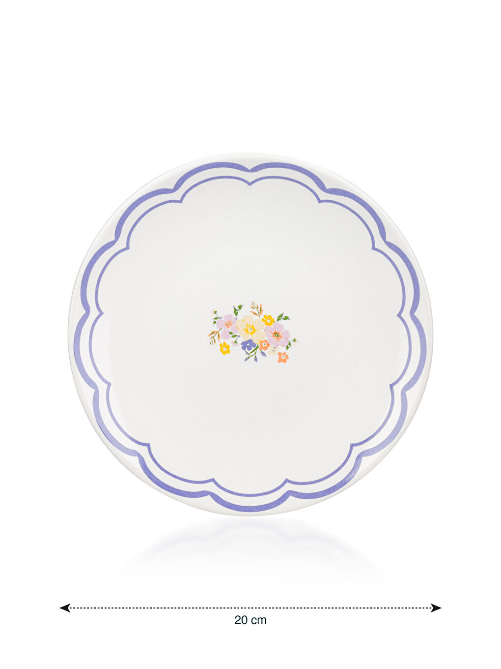 Lot de 4 Assiettes en Céramique Imprimées Fleur 20 cm-4