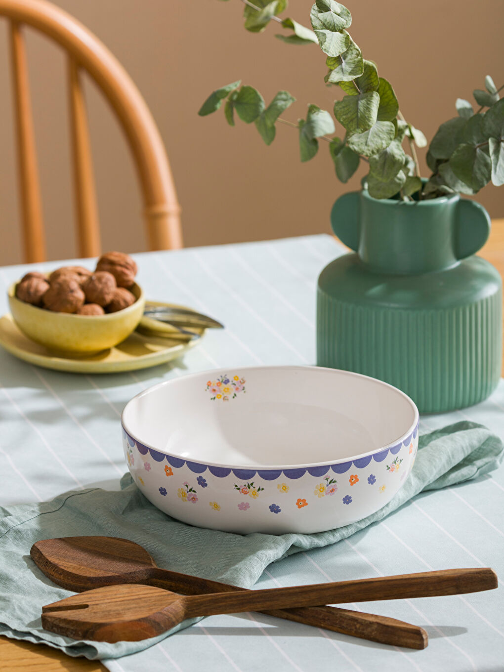 Karışık Baskılı Seramik Salata Kasesi 21 cm