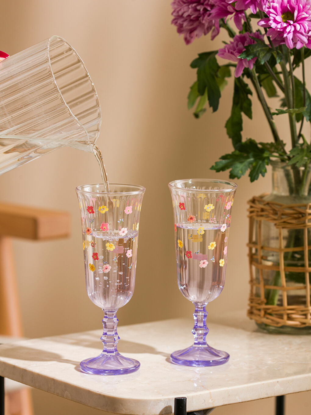 Karışık Desenli Su Bardağı 2'li 120 ml