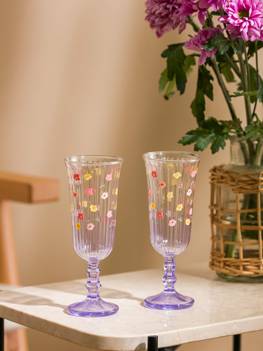 Karışık Desenli Su Bardağı 2'li 120 ml-1