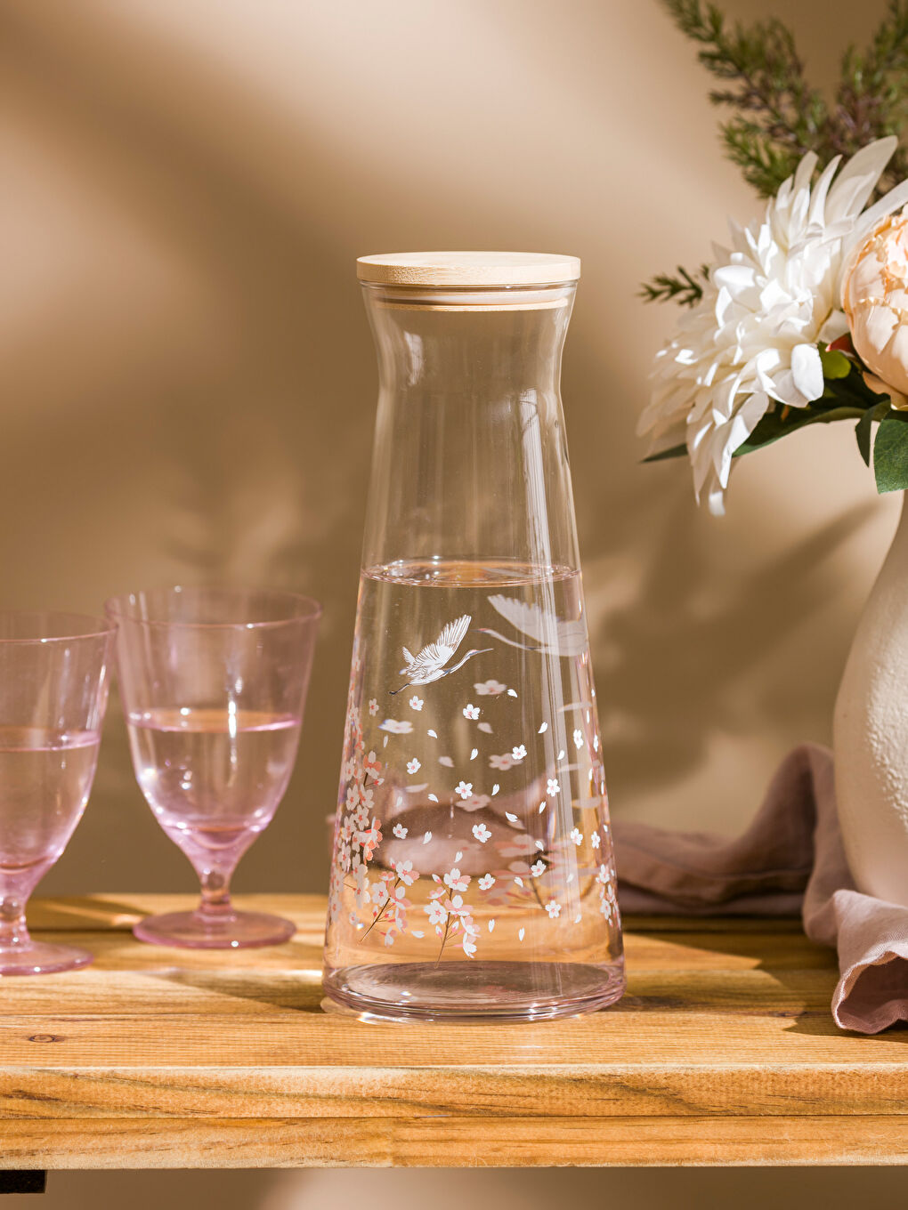 Floral Patterned Glass Pitcher 570 ml