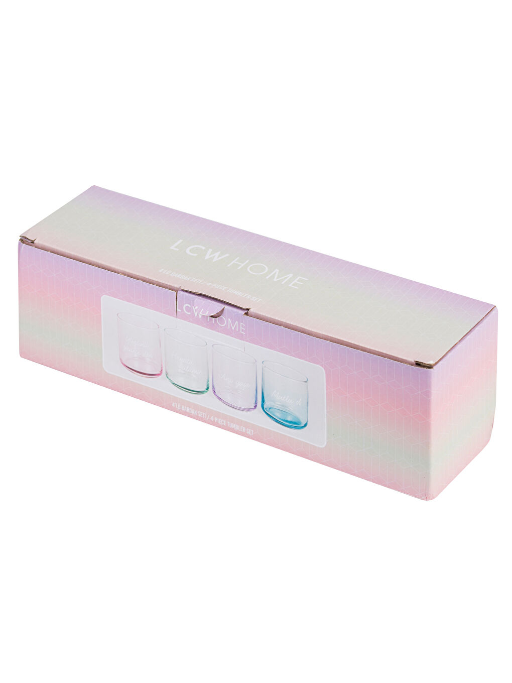 Karışık Yazı Baskılı Cam Bardak 4'lü 260 ml-3