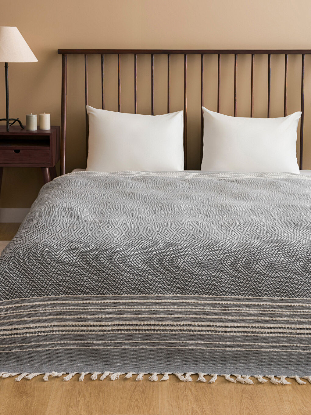 Antrasit Desenli Çift Kişilik Pike 180x230 cm